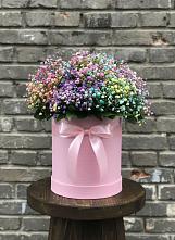 Цветочная композиция из Гипсофила и Розы в шляпной коробке в Канаш