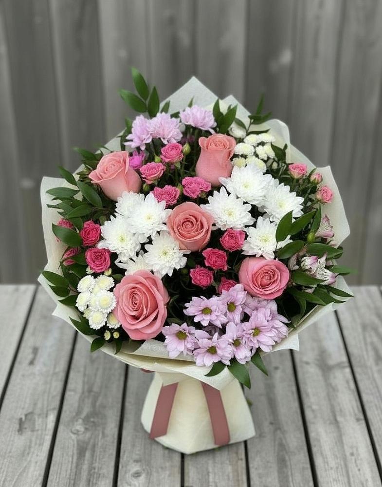 Букет цветов из: Альстромерии, Гвоздики, Розы и Хризантемы в Канаш