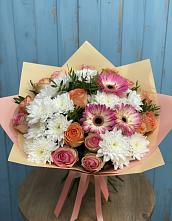 Букет цветов из:  Розы, Герберы и Хризантемы в Канаш