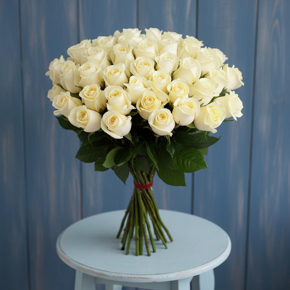 Букет 51 Белая роза Эдлесс Лав в Канаш