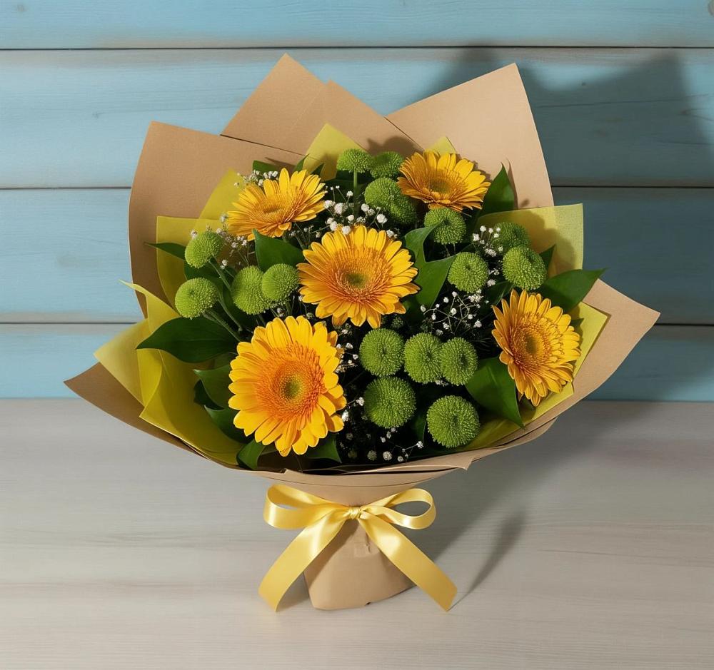 Букет цветов из: Герберы и Хризантемы в Канаш