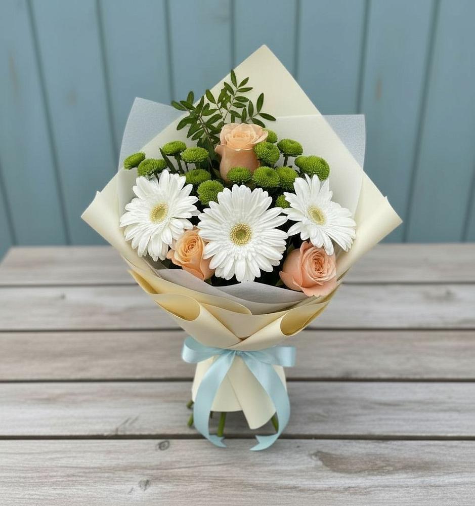 Букет цветов из: Герберы, Розы и Хризантемы в Канаш