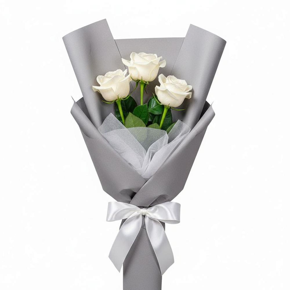 Букет 3 белые розы в Канаш