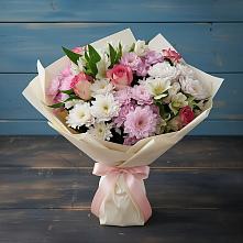 Букет цветов из:  Хризантемы, Альстромерии и Розы в Канаш