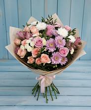 Букет цветов из:  Хризантемы, Розы и Альстромерии в Канаш