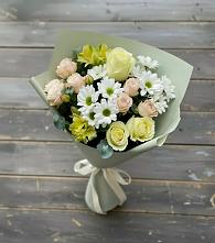 Букет цветов из:  Альстромерии, Розы и Хризантемы в Канаш
